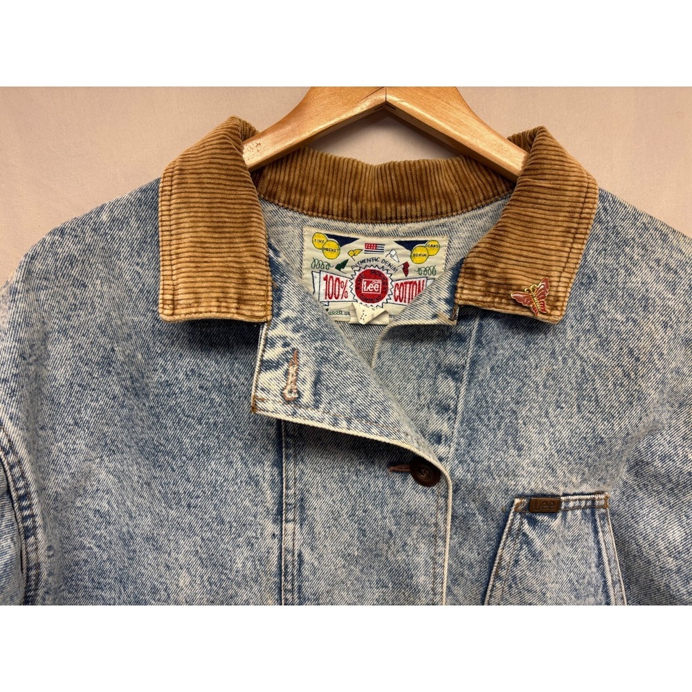 Lee‎ Chore Coat Jacket Mens Blue Denim Cotton Corduroy Collar Pocket Vintage - Picture 5 of 16